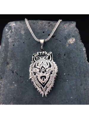 Kurt Kafası Türk Yazılı 925 Ayar Gümüş Erkek Kolye