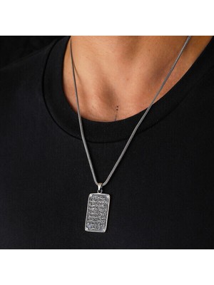 Ayetel Kursi Muskalık Cevşen  925 Ayar Gümüş Erkek Kolye