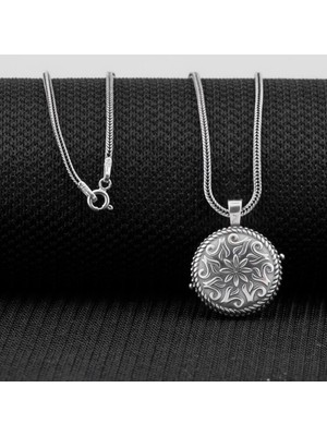 Çift Taraflı Açılabilir Cevşen  925 Ayar Gümüş Erkek Kolye