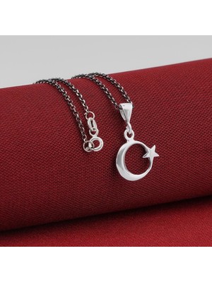 Ay Yıldız 925 Ayar Gümüş Erkek Kolye
