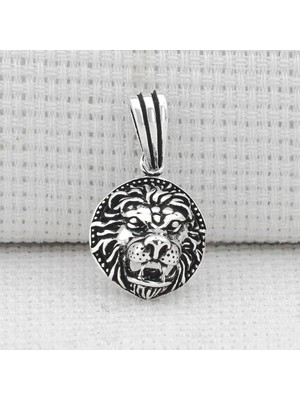Aslan Figürlü 925 Ayar Gümüş Erkek Kolye Ucu