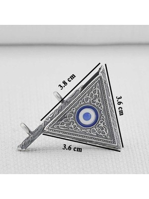 Nazar Boncugu Tasarımlı Üçgen Muska Kebir Dualı Cevşen 925 Ayar  Gümüş Erkek Kolye Ucu
