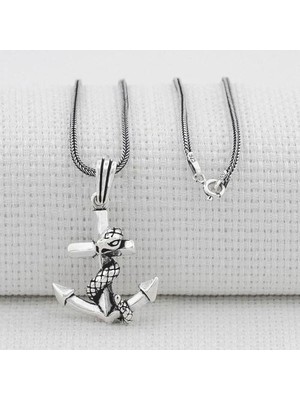 Çapa 925 Ayar Gümüş Erkek Kolye