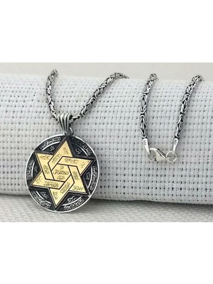 Hz Süleyman Mührü Kral Zincirli 925 Ayar Gümüş Erkek Kolye