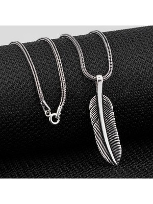 Yaprak Desenli 925 Ayar Gümüş Erkek Kolye