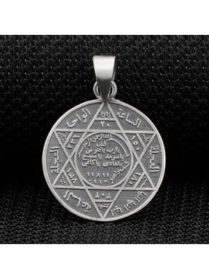 Yuvarlak Süleyman Mührü 925 Ayar Gümüş Erkek Kolye