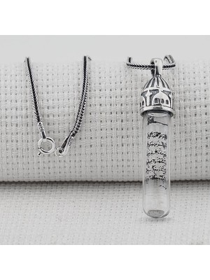 Cam Tüp Cevşen Dua Kabi 925 Ayar Gümüş Erkek Kolye