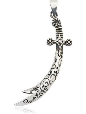 Hz Ali Yazılı Zulfikar  925 Ayar Gümüş Erkek Kolye Ucu