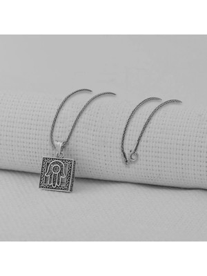 Fatma Ana Eli Kebir Dualı 925 Ayar Gümüş Erkek Kolye