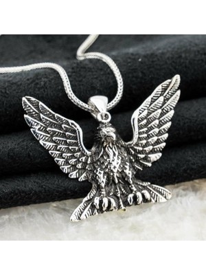 Kartal Simgeli 925 Ayar Gümüş Erkek Kolye