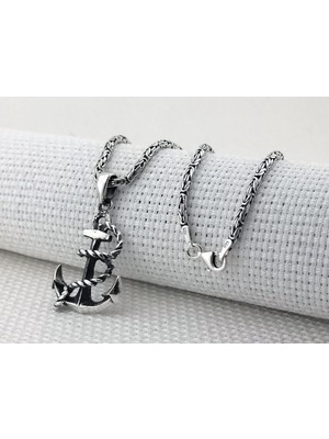 Denizci Çapa 925 Ayar Gümüş Erkek Kolye