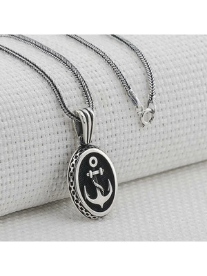 Denizci Çapa Tasarımlı 925 Ayar Gümüş Erkek Kolye