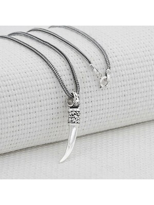 Fil Dişi 925 Ayar Gümüş Erkek Kolye