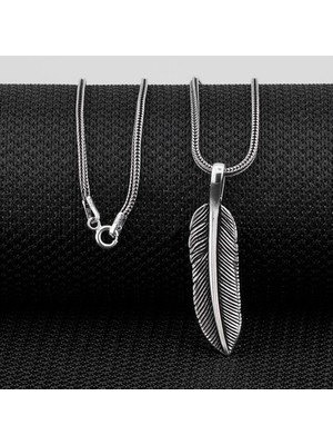 Yaprak Desenli 925 Ayar Gümüş Erkek Kolye