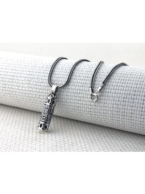 Nali Şerif Motifli Cevşen Kebir Dualı Muska 925 Ayar Kalın Zincirli Gümüş Erkek Kolye