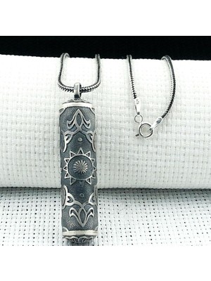 Silindir Cevşeni Kebir Dualı 925 Ayar Gümüş Erkek Kolye