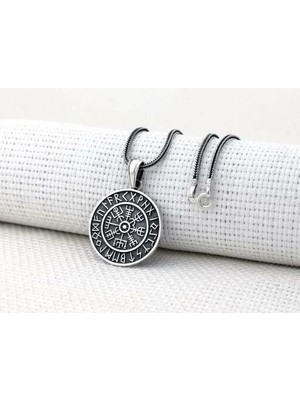 Viking Vegvisir Pusulası 925 Ayar Gümüş Erkek Kolye