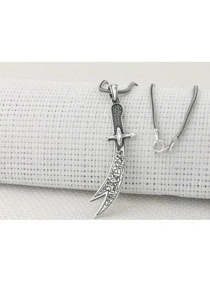 Zülfikar Figürlü Dualı 925 Ayar Gümüş Erkek Kolye Ucu