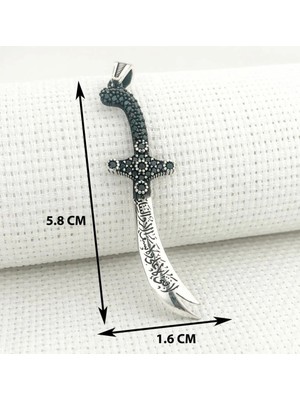 Zulfikar  La Feta Illa Ali La Seyfe Iila Zulfikar  925 Ayar Gümüş Erkek Kolye Ucu