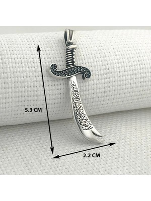 Zulfikar  La Feta Illa Ali La Seyfe Iila Zulfikar  925 Ayar Gümüş Erkek Kolye Ucu