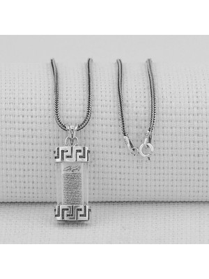 Muska Cevşen Dualı 925 Ayar Gümüş Erkek Kolye