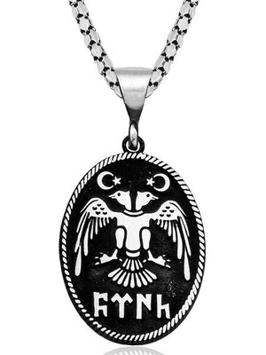 Çift Başlı Selçuklu Kartal 925 Ayar Gümüş Erkek Kolye