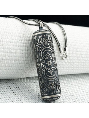 Silindir Cevşeni Kebir Dualı 925 Ayar Gümüş Erkek Kolye