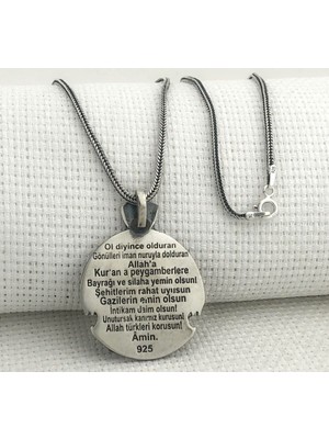 Göktürkce Yazılı  Bozkurt 925 Ayar Gümüş Erkek Kolye