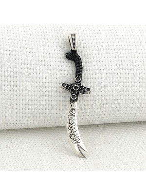 Zulfikar  La Feta Illa Ali La Seyfe Iila Zulfikar  925 Ayar Gümüş Erkek Kolye Ucu