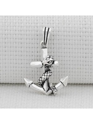 Yılanlı Çapa  925 Ayar Gümüş Erkek Kolye Ucu