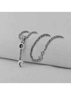 Kurt Tasarımlı 925 Ayar Gümüş Erkek Kolye