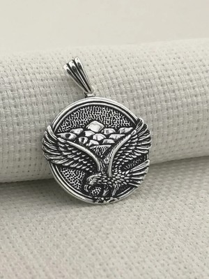 Büyük Kartal Tasarımlı  925 Ayar Gümüş Erkek Kolye Ucu