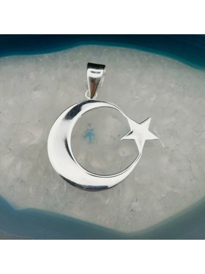 Ay Yıldızlı  925 Ayar Gümüş Erkek Kolye