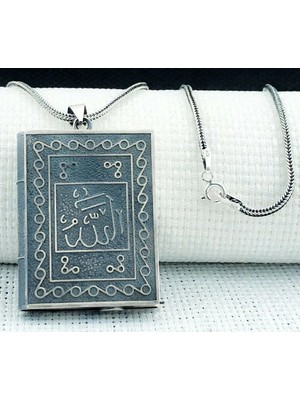 Allah Muhammet Yazılı Cevşeni Kebir Dualı 925 Ayar Gümüş Erkek Kolye