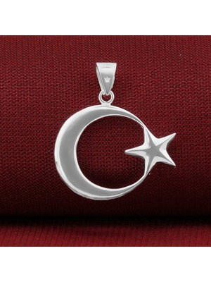Ay Yıldız 925 Ayar Gümüş Erkek Kolye