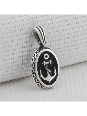 Denizci Çapa Tasarımlı 925 Ayar Gümüş Erkek Kolye Ucu