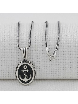 Denizci Çapa Tasarımlı 925 Ayar Gümüş Erkek Kolye