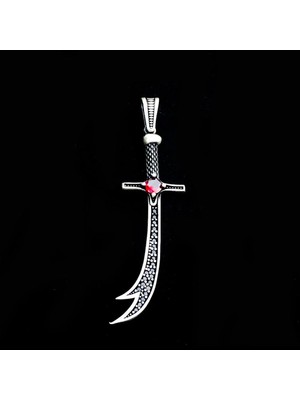 Zulfikar  La Feta Illa Ali La Seyfe Iila Zulfikar  925 Ayar Gümüş Erkek Kolye Ucu