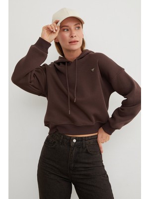 3 Iplik Üçgen Metal Armalı Kapüşonlu Sweatshirt