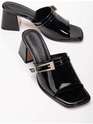 Ziva Siyah Rugan Topuklu Terlik