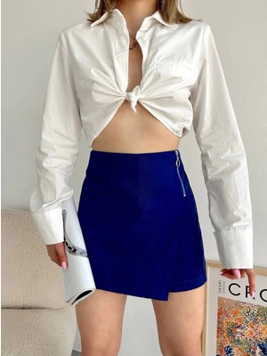 Gabardin Fermuarlı Şort Etek S24906