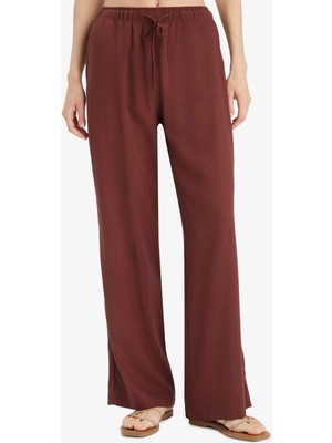 DeFacto Straight Fit Çift Cepli Kısa Boy Keten Karışımlı Pantolon E7957AX25SM
