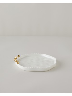 Golden Gleam Porselen Pasta Tabağı 24 cm Beyaz-Gold