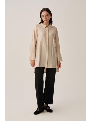 Taş-Kırışık Efektli Şık Poplin Gömlek