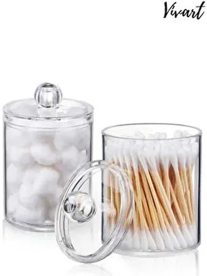 Belirtilmemiş Makyaj Temizleme, Pamukluk ve Kulak Çubuğu Kabı 2’li Set – Banyo Düzenleyici Organizer