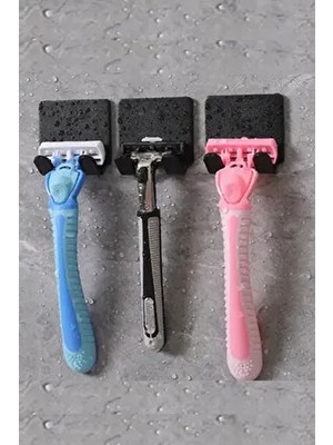 3'lü Permatik Tutucu - Yapışkanlı Banyo Düzenleyici - Jilet Tutucu -Çok Amaçlı Banyo Askısı (3 Adet)