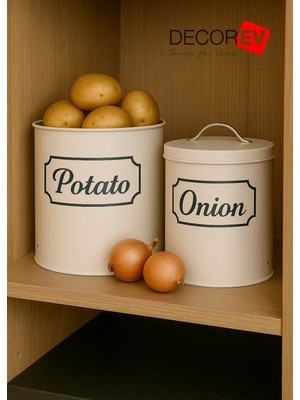 Decorev Pat. Soğan Kovası  DC-6754 Metal Beyaz Standsız