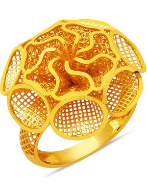 Sarı Altın Taşsız Gül Yüzük