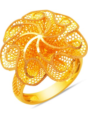 Altın Taşsız Modern Tül Yüzük