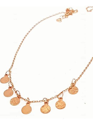 Gümüş üzerine rose altın kaplamalı pullu kolye